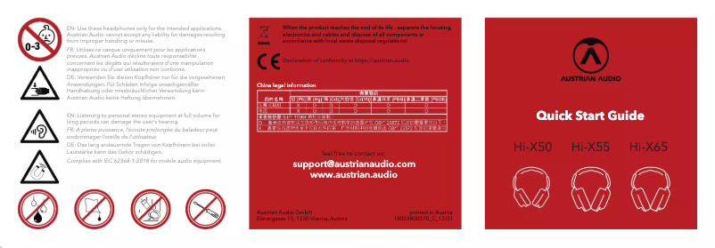 Page 1 de la notice Manuel utilisateur Austrian Audio Hi-X65