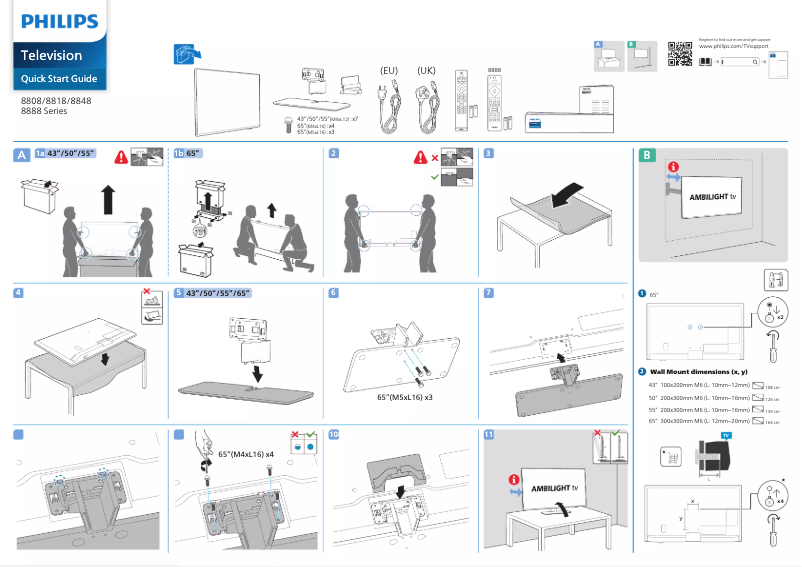 Page 1 de la notice Guide de démarrage rapide Philips 55PUS8818
