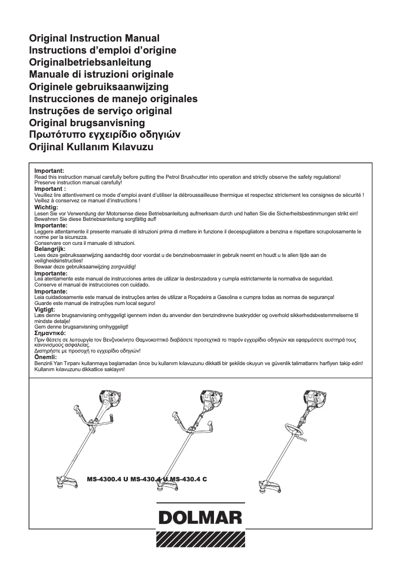 Page 1 de la notice Manuel utilisateur Dolmar MS-4300.4U