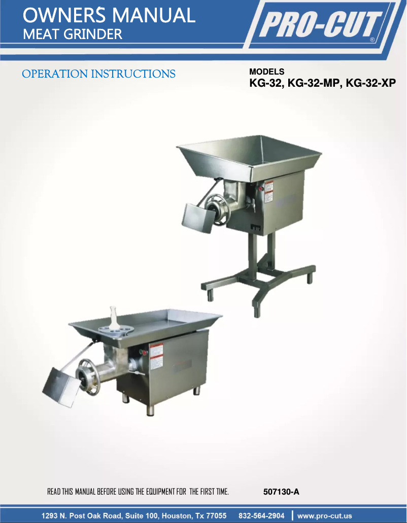 Page 1 de la notice Manuel utilisateur Pro-Cut KG-32-MP