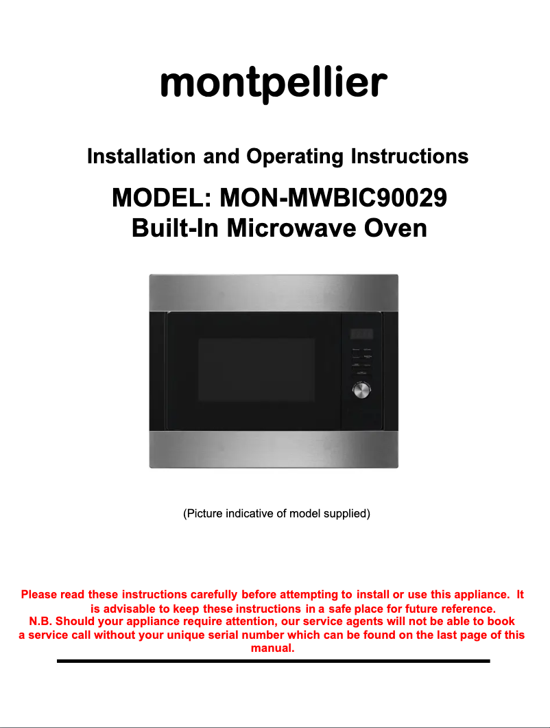 Image de la première page du manuel de l'appareil MWBIC90029