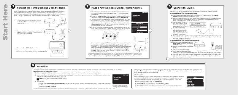 Page 1 de la notice Guide de démarrage rapide SiriusXM Onyx EZRSXEZR1H1