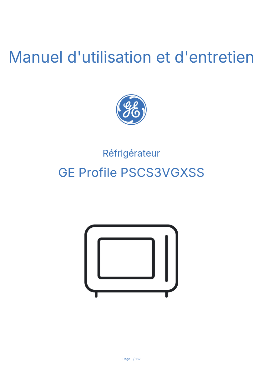 Image de la première page du manuel de l'appareil Profile PSCS3VGXSS