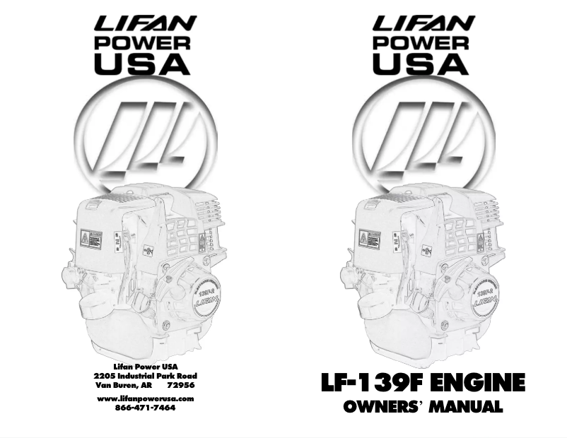 Page n°1 - Manuel utilisateur Lifan LF-139F2