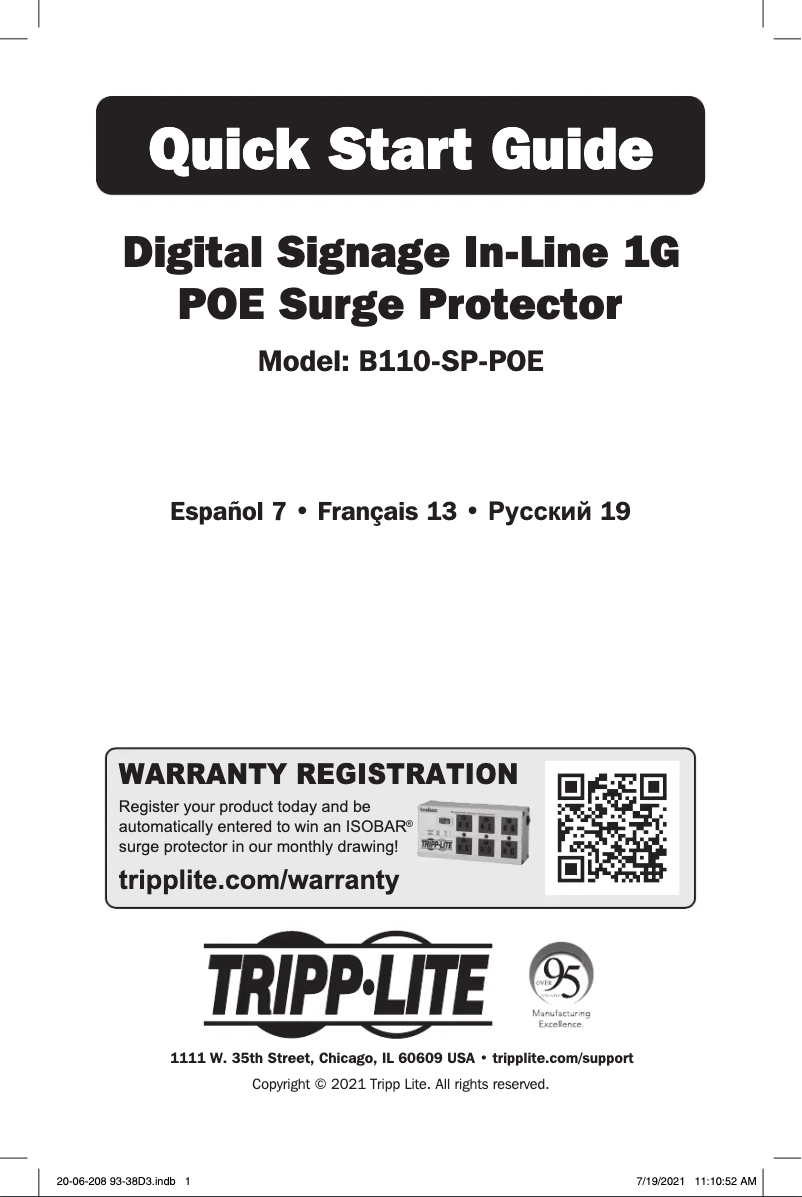 Page n°1 - Manuel utilisateur Tripp Lite B110-SP-POE