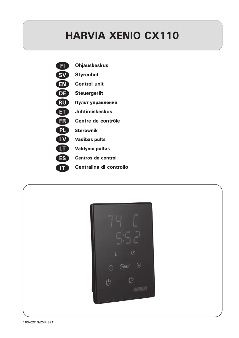 Page 1 de la notice Manuel utilisateur Harvia Xenio CX110