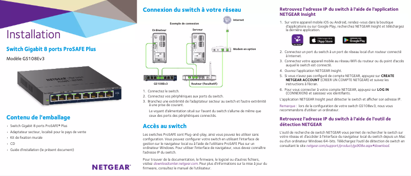 Image de la première page du manuel de l'appareil ProSafe GS108Ev3