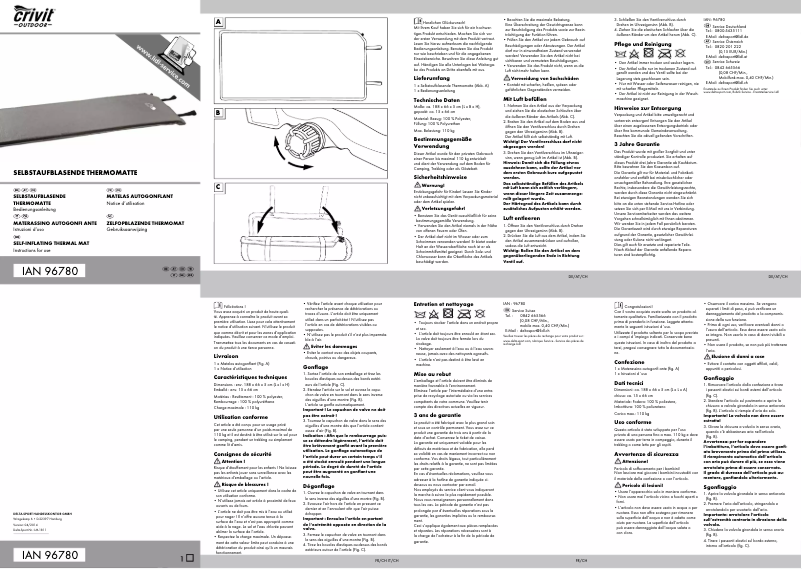 Page 1 de la notice Manuel utilisateur Crivit IAN 96780