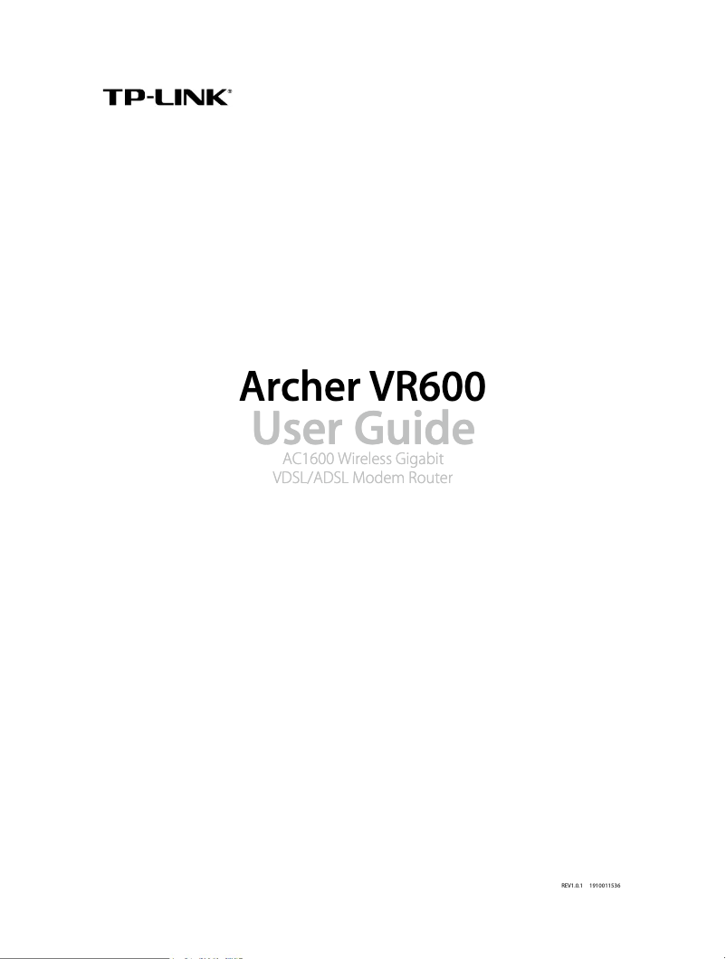 Page 1 de la notice Guide d'installation TP-Link Archer VR600