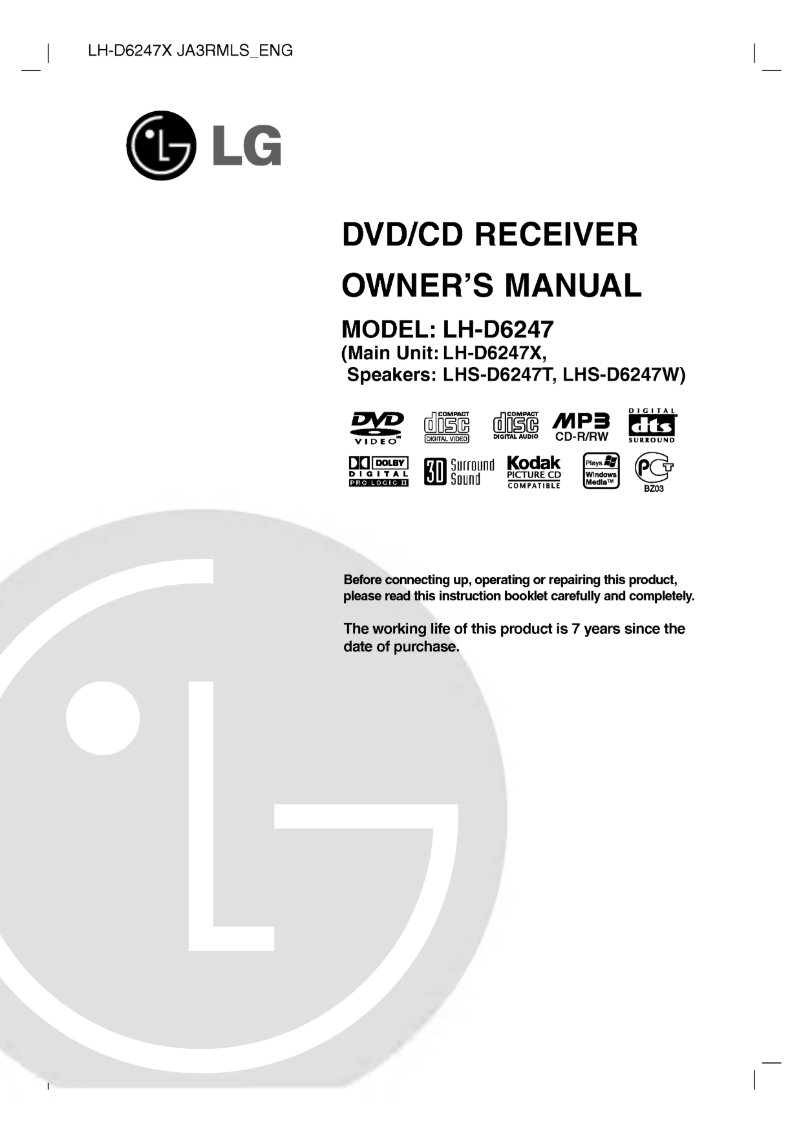 Page n°1 - Manuel utilisateur LG LH-D6247X