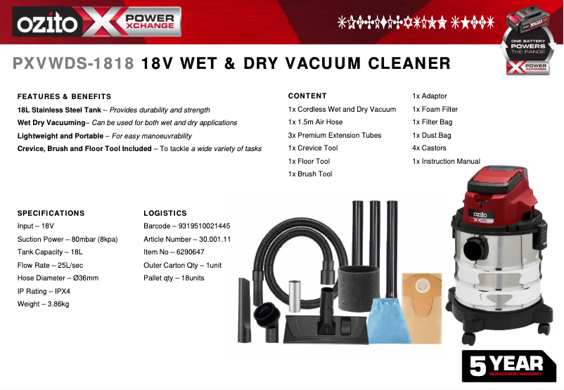 Image de la première page du manuel de l'appareil PXVWDS-1818