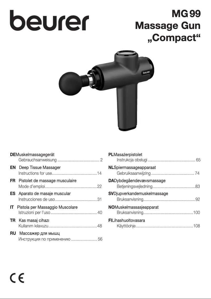 Page 1 de la notice Manuel utilisateur Beurer MG 99