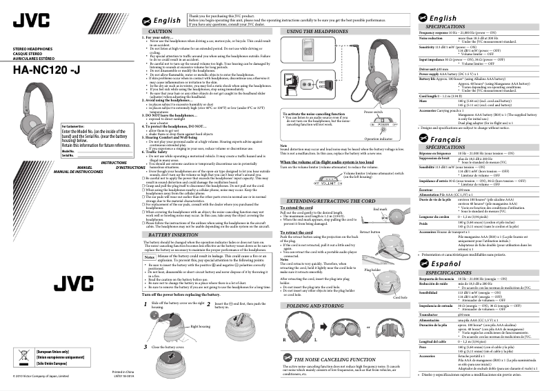 Page n°1 - Manuel utilisateur JVC HA-NC120-J