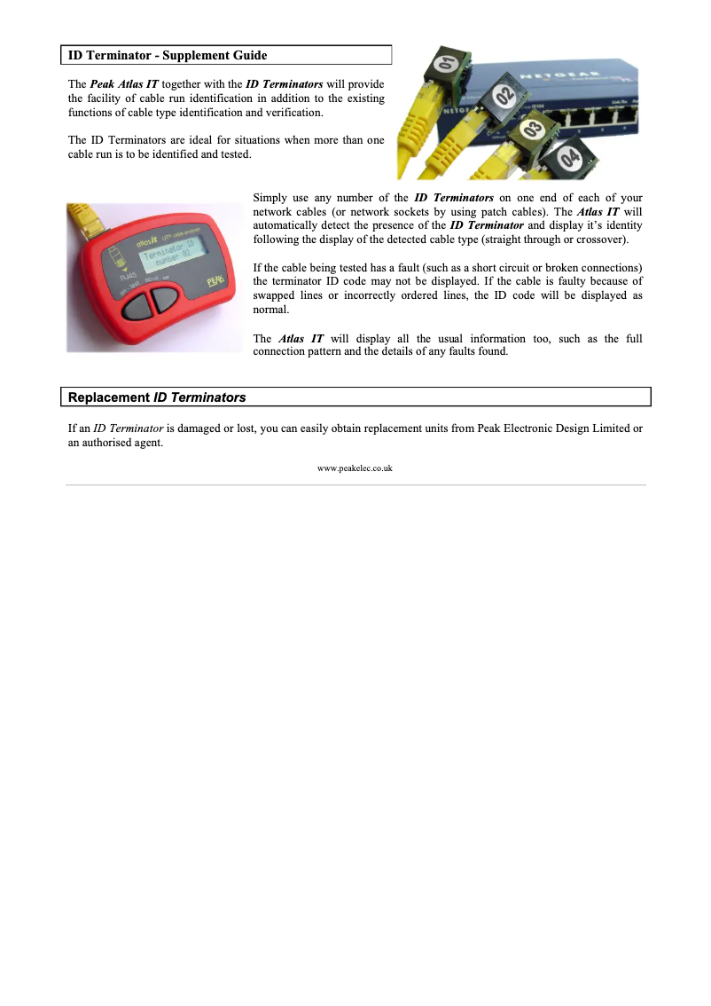 Page 1 de la notice Manuel utilisateur Peak Atlas IT UTP05E
