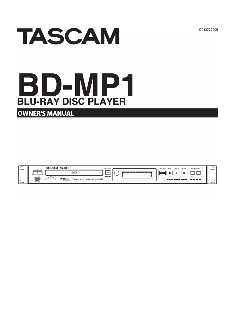 Page 1 de la notice Manuel utilisateur Tascam BD-MP1