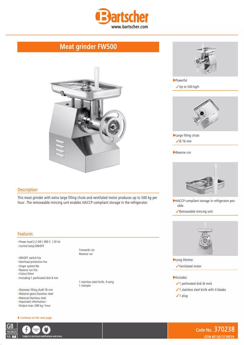 First page image of the manual for FW500