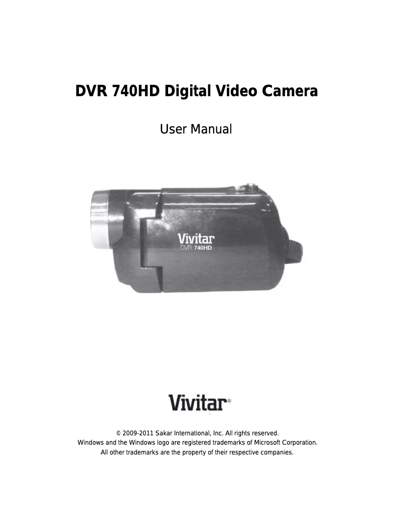 Page n°1 - Manuel utilisateur Vivitar DVR 740HD