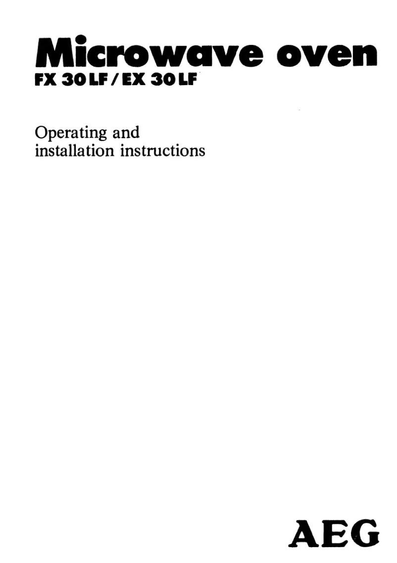 Page n°1 - Manuel utilisateur AEG FX30LF