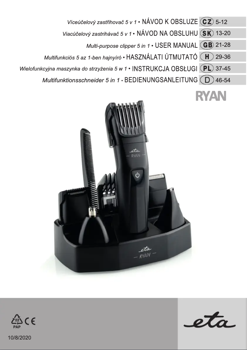 Page 1 de la notice Manuel utilisateur Eta Ryan
