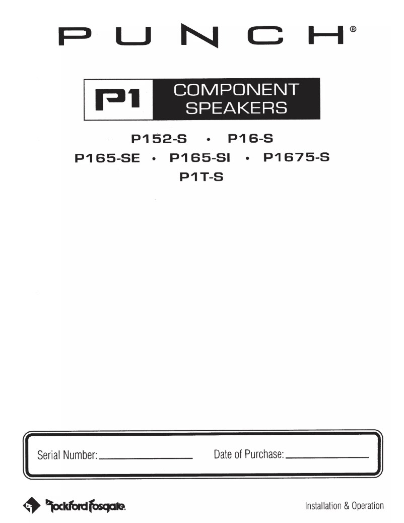 Page n°1 - Manuel utilisateur Rockford Fosgate Punch P165-SE