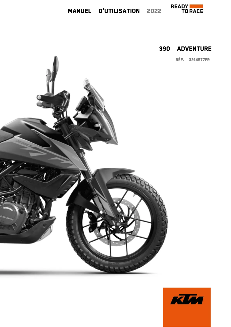 Page 1 de la notice Manuel utilisateur KTM 390 Adventure (2022)