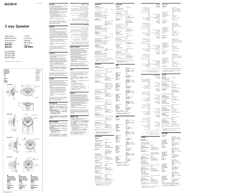 Page 1 de la notice Manuel utilisateur Sony XS-GTF1638