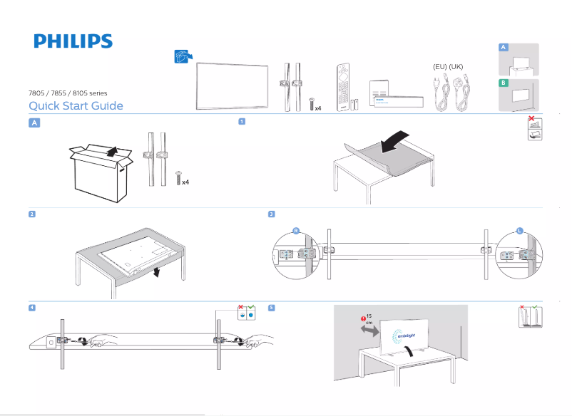 Page n°1 - Guide de démarrage rapide Philips 50PUS7805