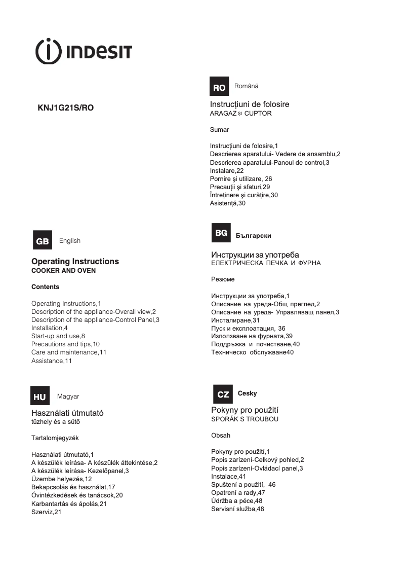 Page 1 de la notice Manuel utilisateur Indesit KNJ1G21S(W)/RO