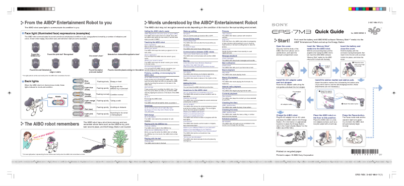 Page 1 de la notice Guide d'installation Sony AIBO ERS-7