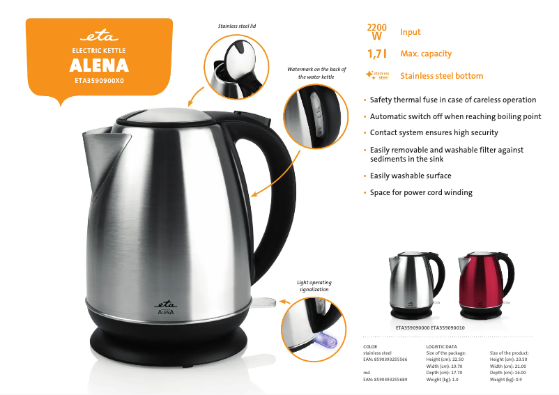 Page 1 de la notice Manuel utilisateur Eta Alena