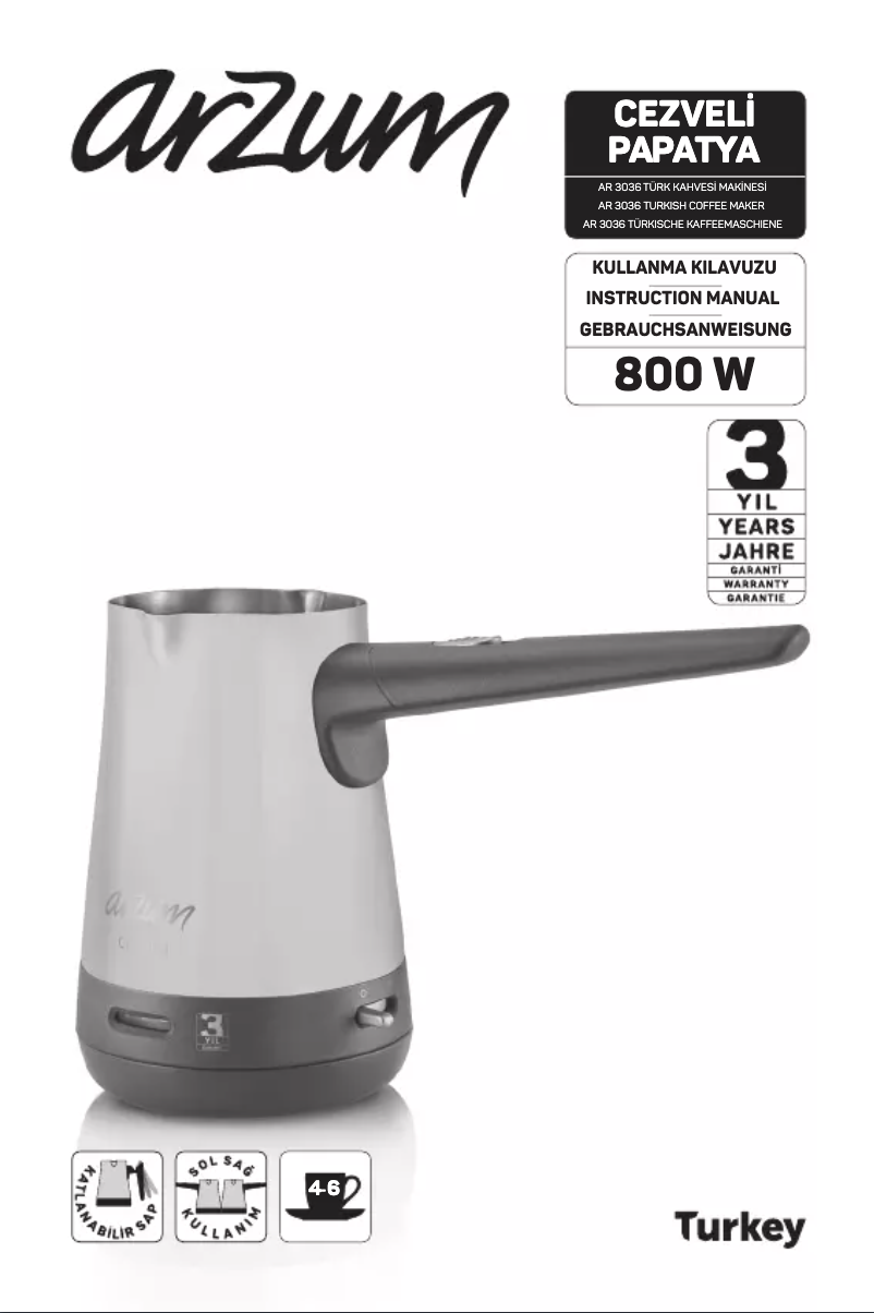 Page 1 de la notice Manuel utilisateur Arzum AR3036