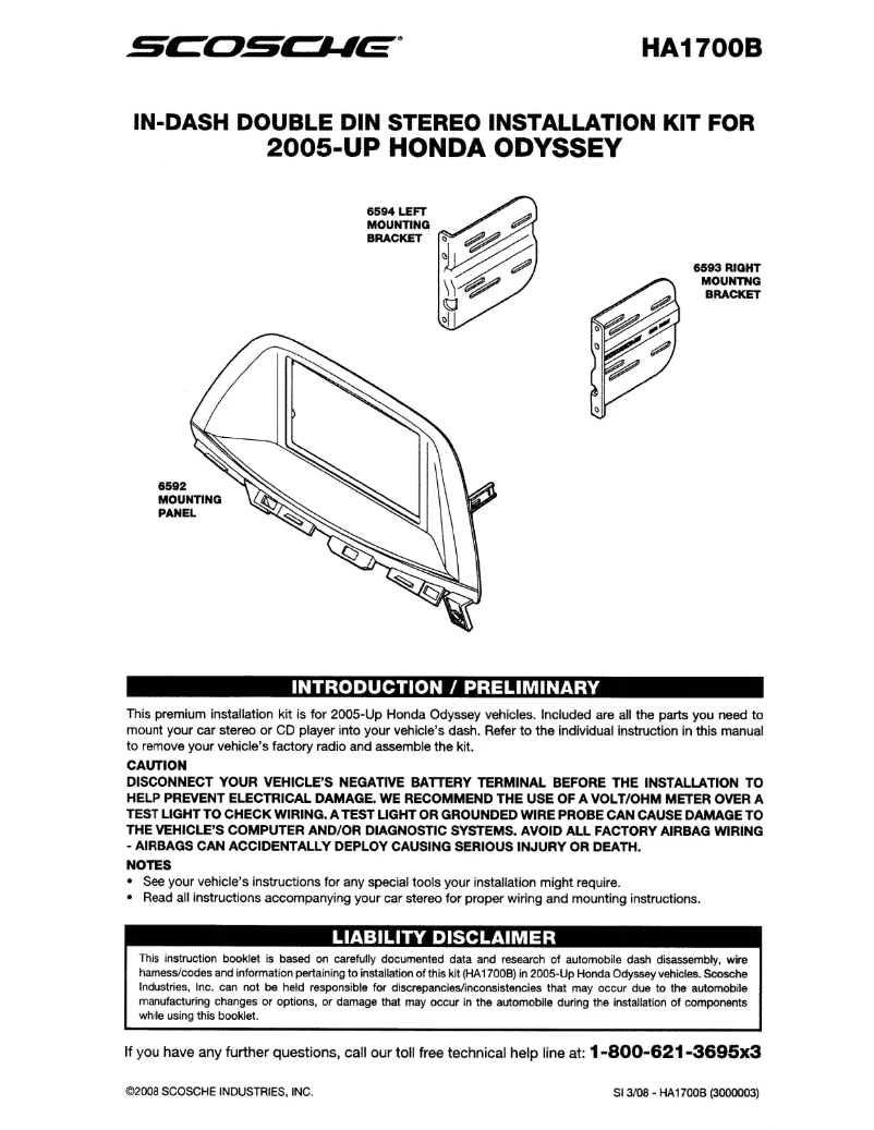 Page n°1 - Manuel utilisateur Scosche HA1700B