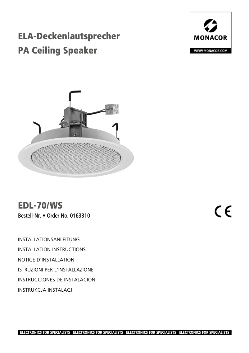 Image de la première page du manuel de l'appareil EDL-70/WS
