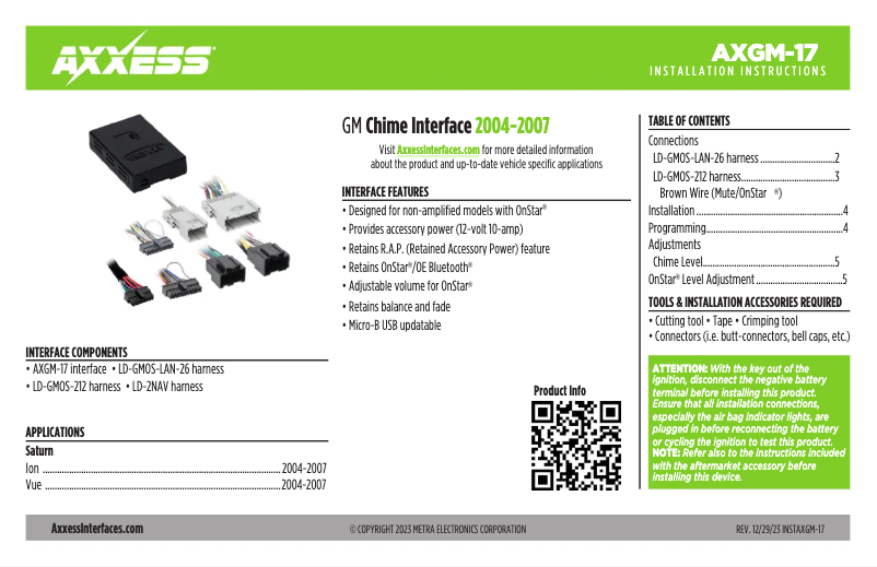 Imagen de la primera página del manual del dispositivo AXGM-17