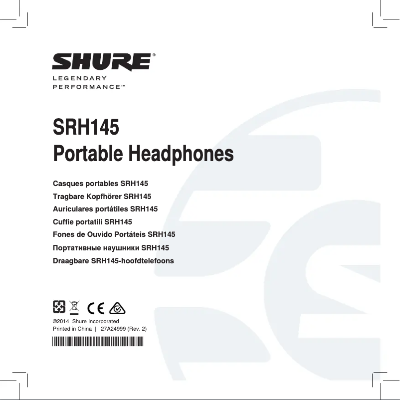Página 1 del manual Manual de usuario Shure SRH145