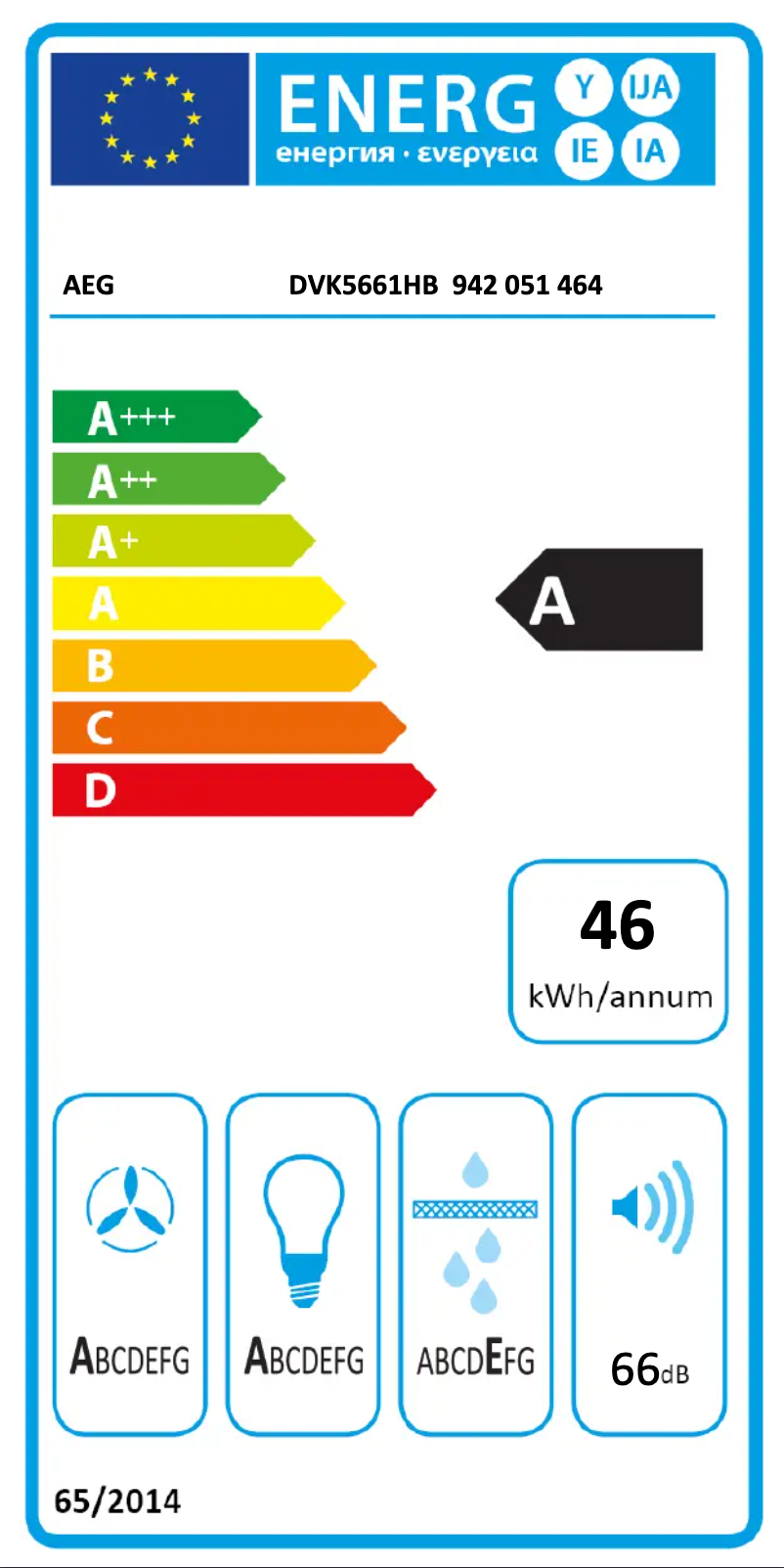 Page n°1 - Label énergétique AEG DVK5661HB