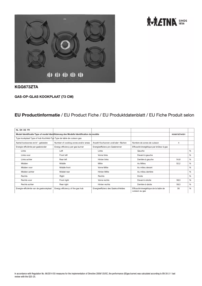 Page n°1 - Fiche technique Etna KGG673ZTA