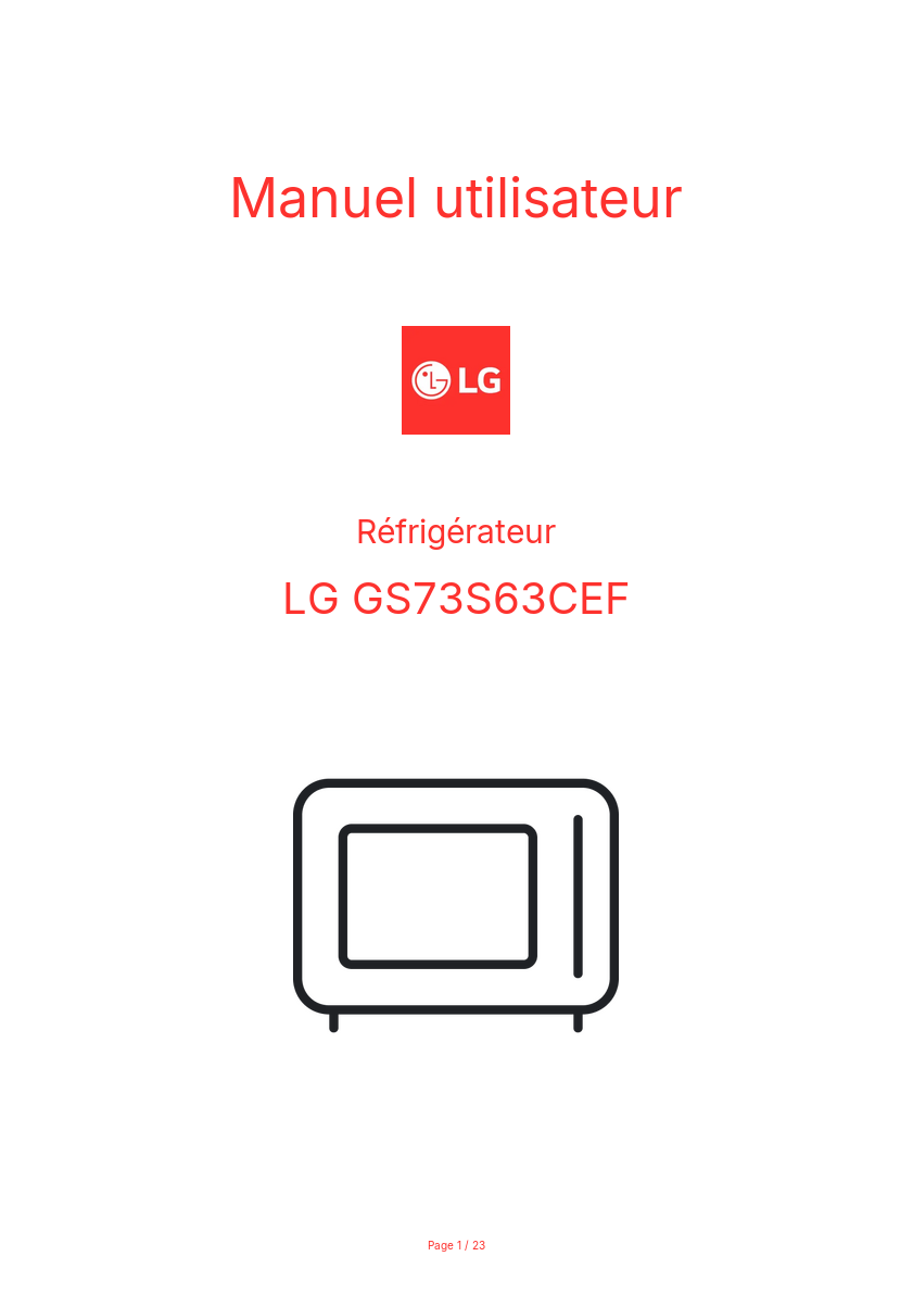Page n°1 - Manuel utilisateur LG GS73S63CEF