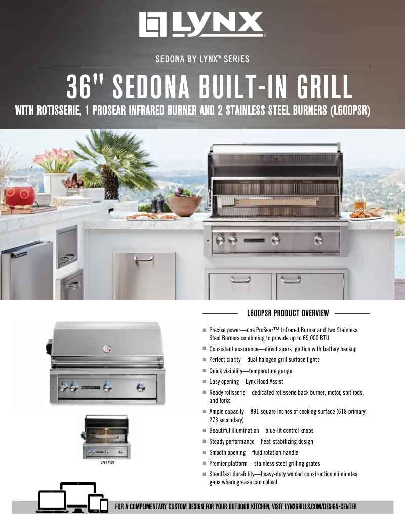 Page 1 de la notice Fiche technique Lynx L600PSRNG