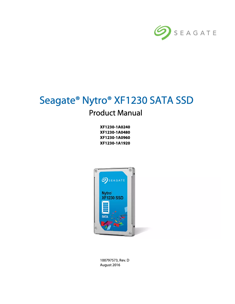 Page n°1 - Manuel utilisateur Seagate XF1230