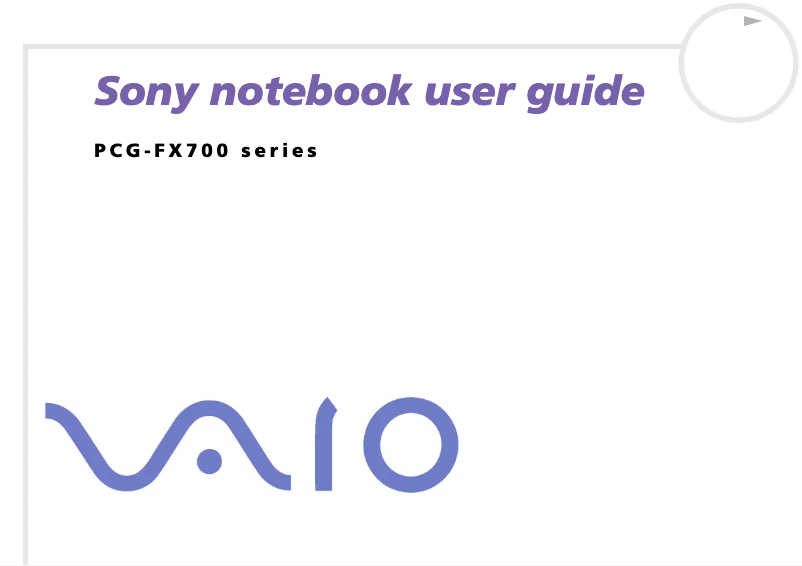 Page 1 de la notice Manuel utilisateur Sony Vaio PCG-FX705