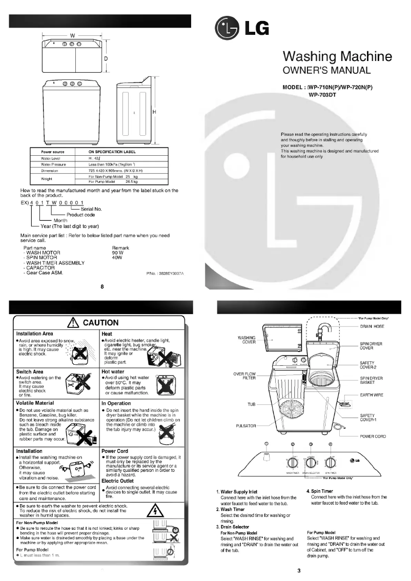 Page 1 de la notice Manuel utilisateur LG WP-720N