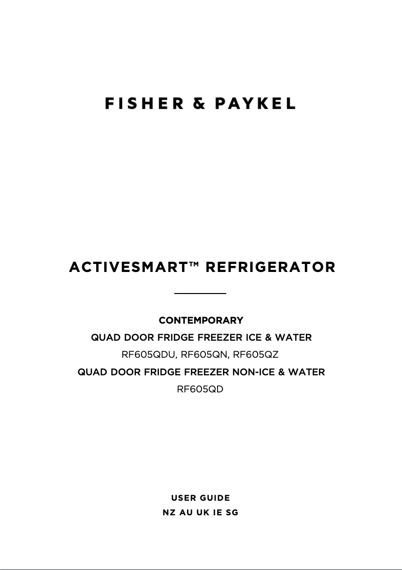 Page n°1 - Manuel utilisateur Fisher & Paykel RF605QDUVX1