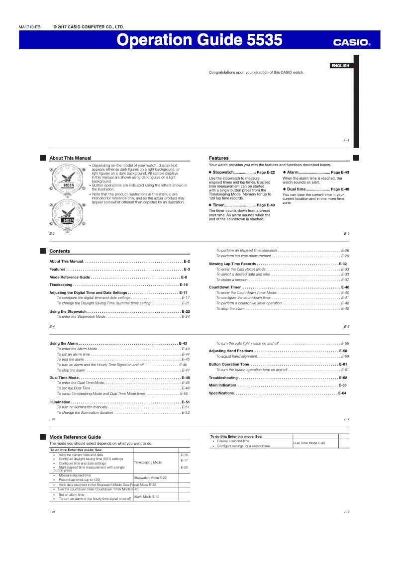 Page 1 de la notice Manuel utilisateur Casio G-Shock GA-800BR-1AER