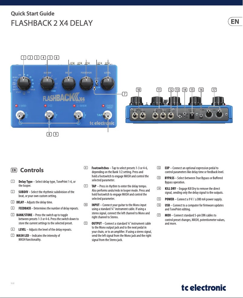 Page n°1 - Guide de démarrage rapide TC Electronic tc Flashback 2 X4 Delay