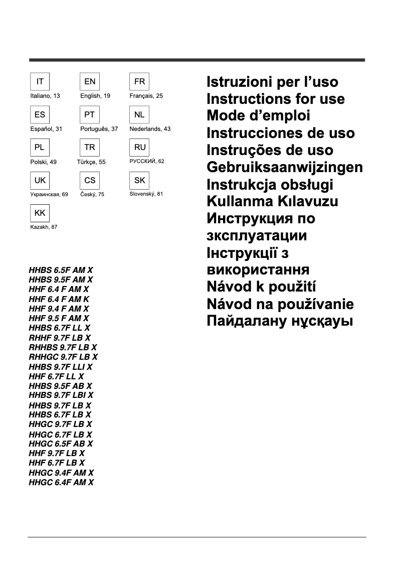 Page n°1 - Manuel utilisateur Hotpoint HHF 9.4 F AM X
