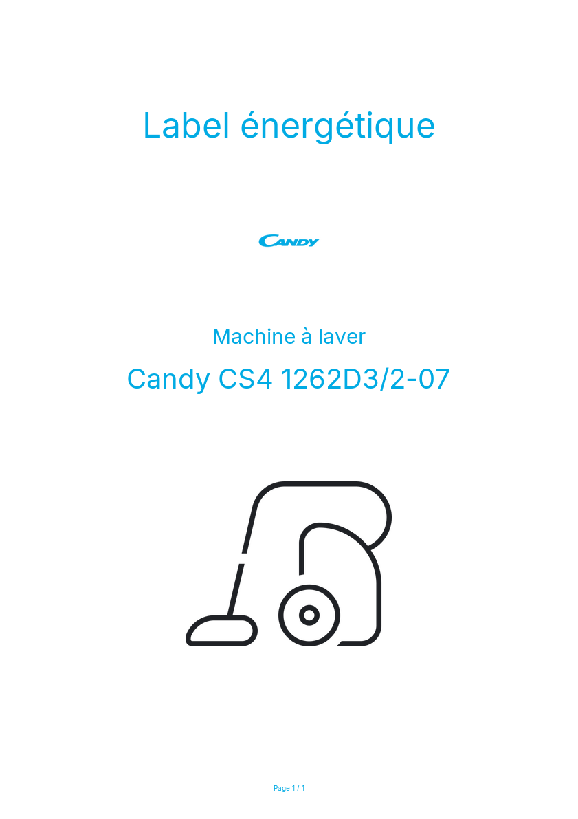 Page n°1 - Label énergétique Candy CS4 1262D3/2-07