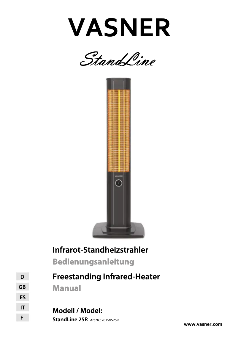 Page n°1 - Manuel utilisateur VASNER StandLine 25R