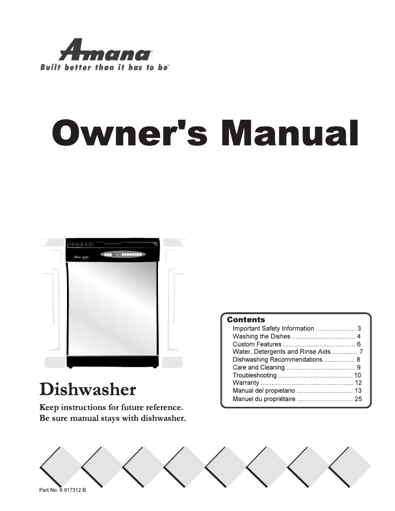 Page n°1 - Manuel utilisateur Amana ADW862EAB