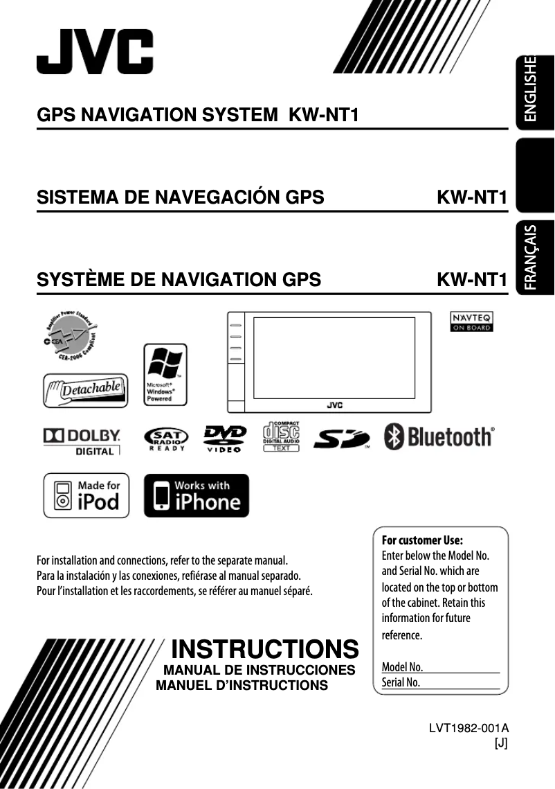 Page 1 de la notice Manuel utilisateur JVC KW-NT1